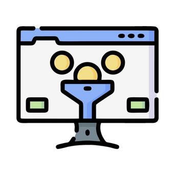 A computer monitor with a mouse and a computer mouse vector