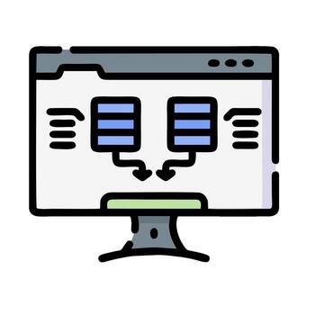 A computer monitor with a computer screen and a computer vector