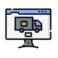 A computer screen with a truck on it vector
