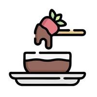 Chocolate dessert with strawberry on top of it vector