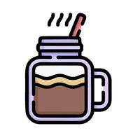 coffee mug with a straw and a drink in it vector