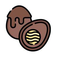 chocolate easter egg with chocolate filling illustration design vector