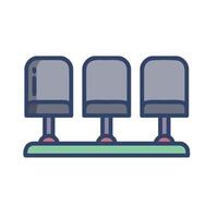 three chairs are sitting on a green surface vector
