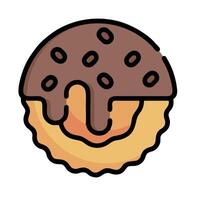 a donut with chocolate and coffee on it vector