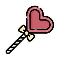 a heart shaped lollipop with a bow on it vector