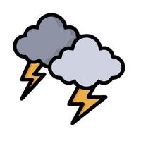 two clouds with lightning and thunderstorm icon vector