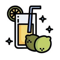 a lemonade with a lime slice and a straw vector