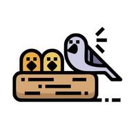 a bird sitting on a log with two other birds vector