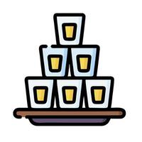 a stack of shot glasses on a tray vector