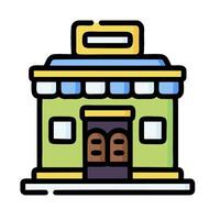 a store icon with a sign on the front vector