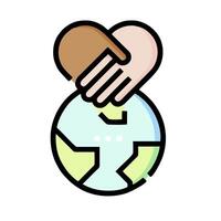 two hands holding a globe and holding hands vector
