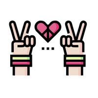 two hands with peace signs and a heart vector