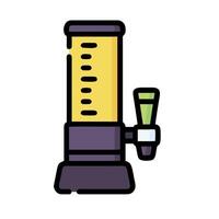a water dispenser with a green handle and a yellow nozzle vector