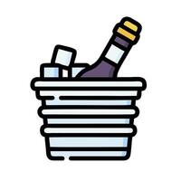 a bottle of wine in a bucket with ice vector