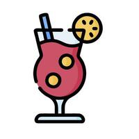 a drink with a lemon slice and a straw vector