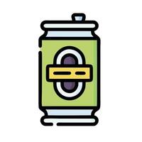 a can of soda with a yellow and green lid vector