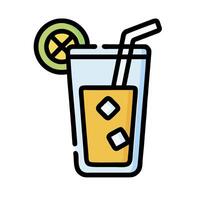 a drink with a slice of lemon and a straw vector