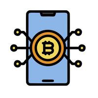 bitcoin icon on smartphone vector