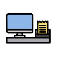 a computer monitor and a paper clip icon vector