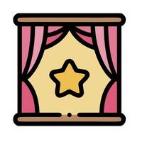 a star in a box with curtains and curtains vector