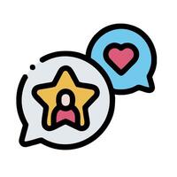 a star and a heart icon with a speech bubble vector