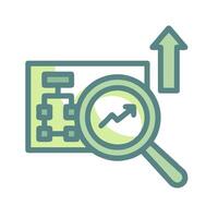 magnifying icon with arrow pointing up and a graph vector