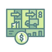 a green icon with a dollar sign and a box vector