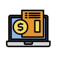 a laptop with a paper and a dollar sign vector