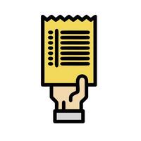 hand holding a yellow paper with a check mark vector