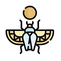 an illustration of a beetle with a sun on it vector