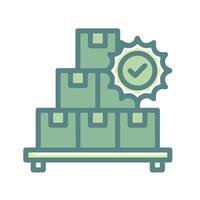 a green icon of boxes stacked on a pallet vector