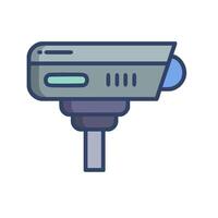 a camera on a stick with a blue light vector