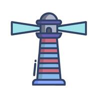 a lighthouse with a windmill icon vector