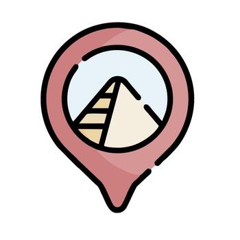 el pirámide de giza icono en un mapa puntero vector