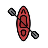 a red kayak with paddles on a white background vector