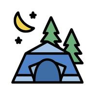 a tent with trees and a moon in the background vector