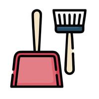 a broom and a dustpan icon on a white background vector