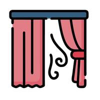 a pink curtain with a blue line on it vector