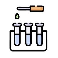 a test tube with a green liquid in it and a pipette vector