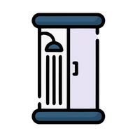 a shower with a door and a shower head vector
