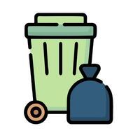 a garbage can and a bag of trash vector