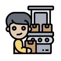 a man is holding a box and a package vector