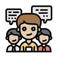 a cartoon man with speech bubbles around him vector