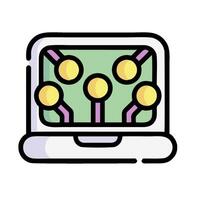a laptop with a circuit board on it vector