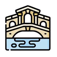 a bridge over water with a building in the background vector