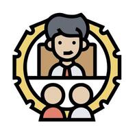 a cartoon man sitting at a table with two people vector