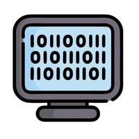 computer monitor with binary code on it vector
