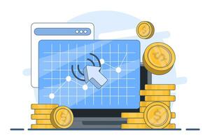 Pay per click concept, internet marketing, Cost per click, digital advertising investment on websites and social media, paid marketing strategies, CPC business growth, Advertising Materials. vector