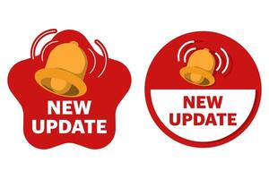 New updated icon set, Round Label with New Update Text. New update with bell. Modern banner with notification bell. Announcement for new update. illustration. vector