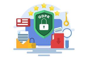 GDPR Concept, General Data Protection Regulation, Network data security, Confidential data protection, Web security, Security technology, Personal information. Protecting against information leakage. vector